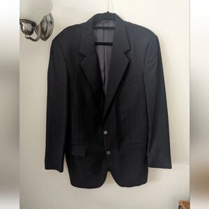 Vintage Mr Sid Blue Pin Stripe 100% Wool Men's Jacket Blazer Sport Coat Size 44L